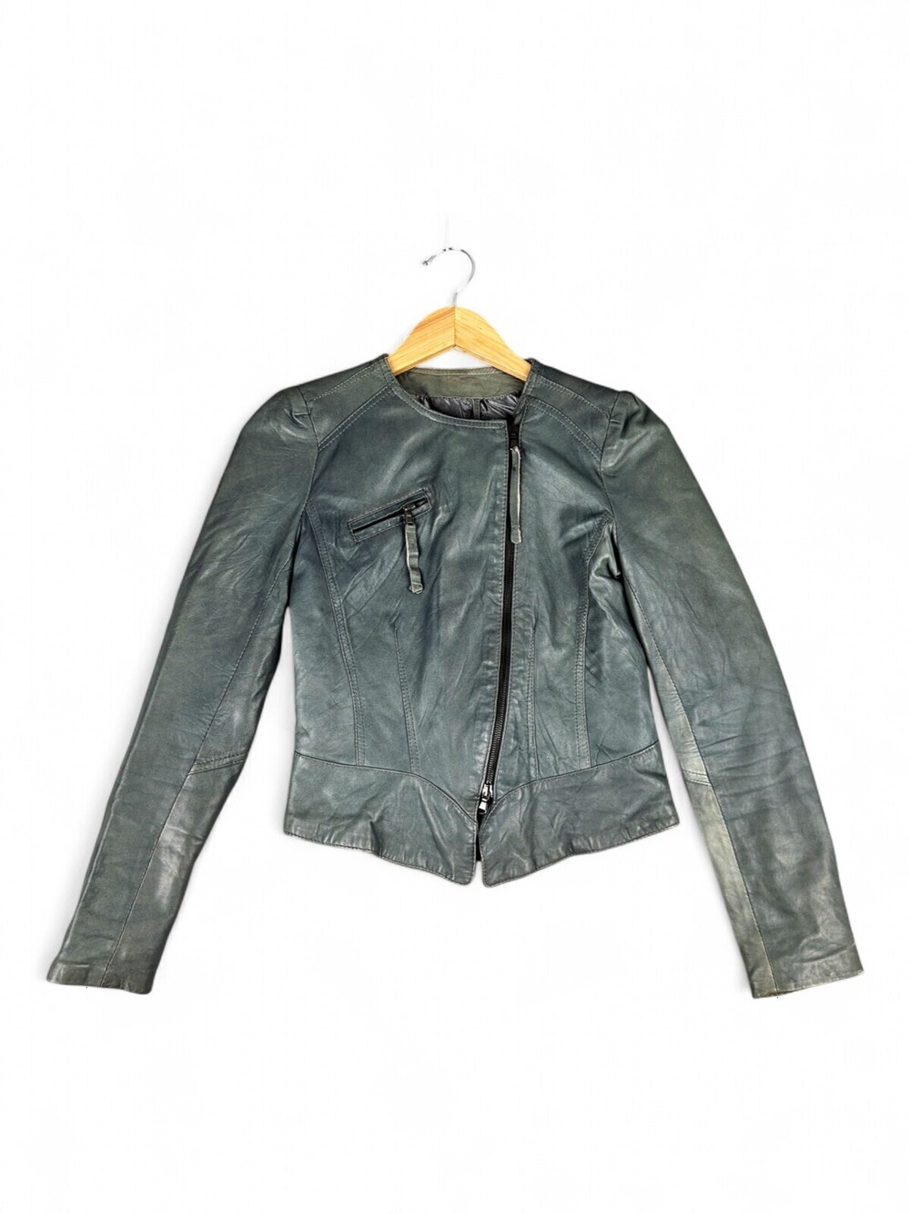 Imperial Women's Leather Jacket Gray Green XS